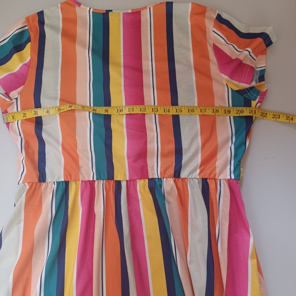 Ouges Summery Criscross Bodice Multi Striped Dres… - image 7